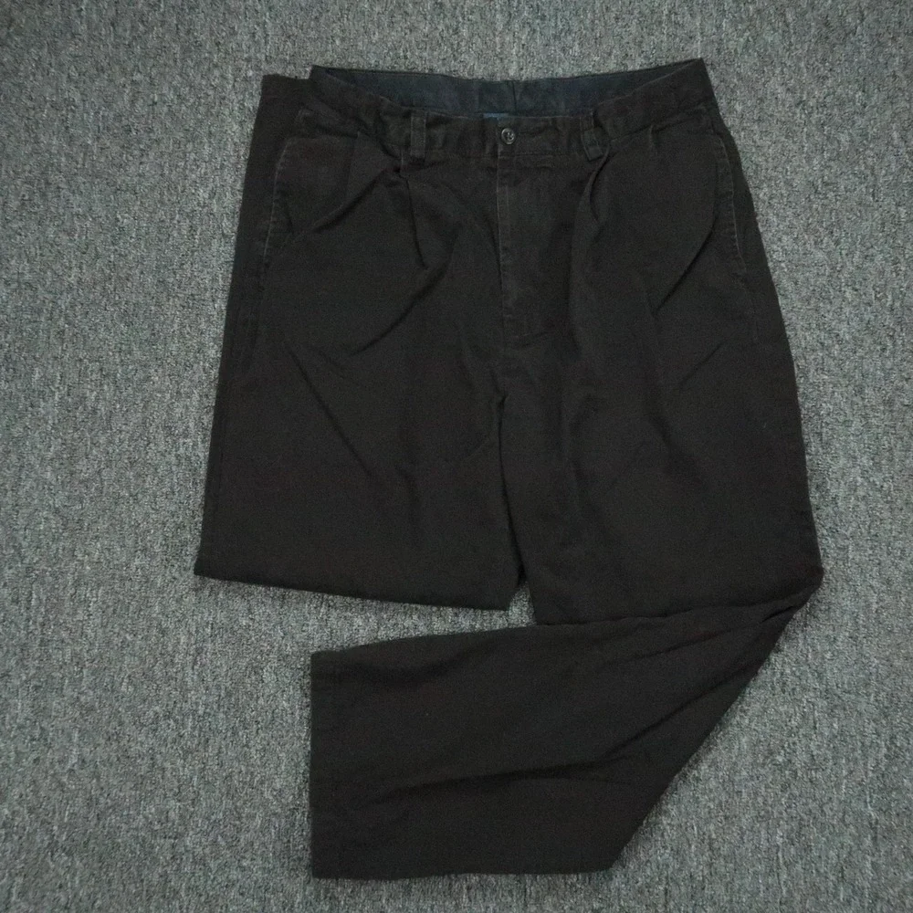 VINTAGE Polo Ralph Lauren Pants Mens 33x30 Black Double Pleat Baggy Straight